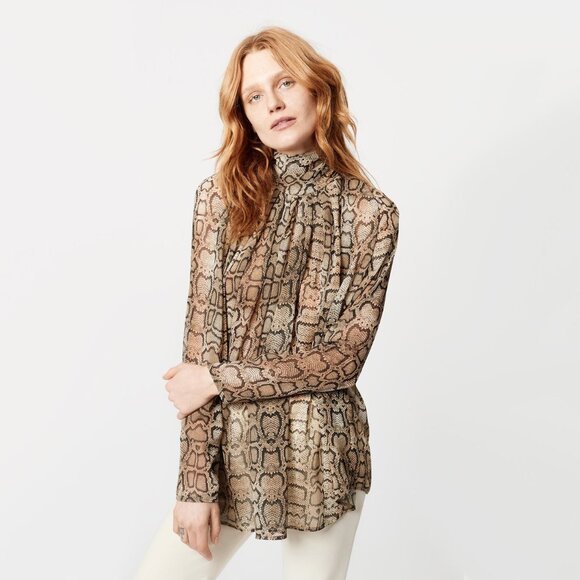 Smythe Snake Print Turtleneck Blouse, size XS - Picture 3 of 10